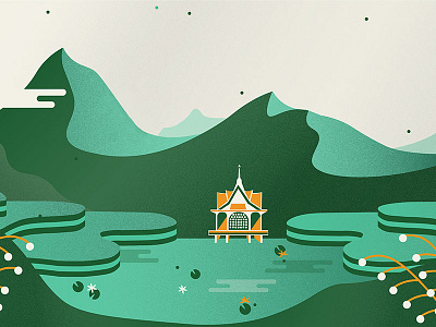 Little unused Thailand-inspired illustration asia illustration lilypad mural rice field rice terraces thai thailand