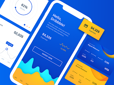 Finance Mobile App app bank card color credit data finance ios iphone layout visual