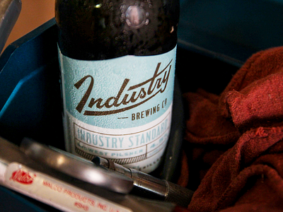 Industry Brewing Co. beer brand branding brewery brewing factory lettering lockup logo mn script type