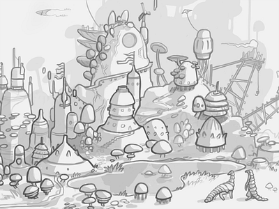 Scribble animal building city concept conceptart idea illustration landscape lineart procreate sketch sketchbook