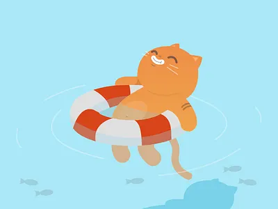 Kitty is on vacation cat kitty sticker pack stickers swim pool telegram