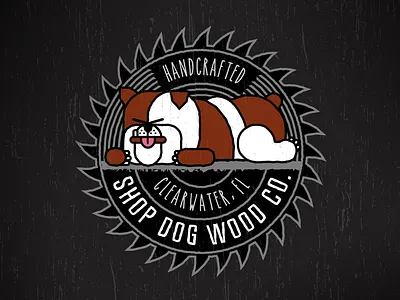 Shop Dog Wood Co. Brand branding bulldog illustration logo