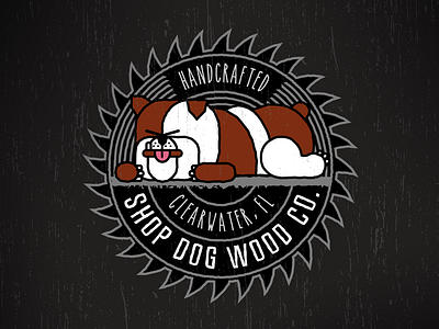 Shop Dog Wood Co. Brand branding bulldog illustration logo