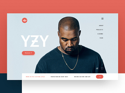 YZY Hero blue hero kanye west red slideshow ui ux web design yzy