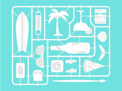 Summer Sprue building illustration kit model polaroid sprue summer vacation vans