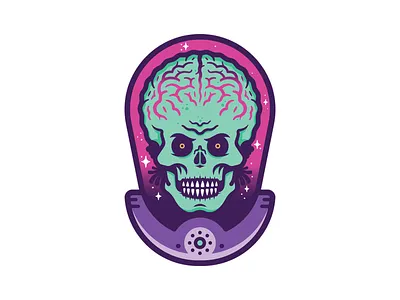 Martian Sticker alien holographic mars attacks martian space sticker