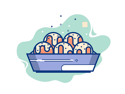 Takoyaki batter flat design icon illustration japan japan food street food tako vector