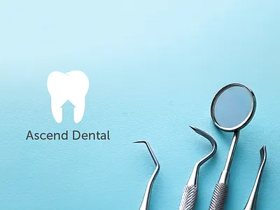 Ascend Dental arrow blue branding clean dentist logo minimal negative space tooth up