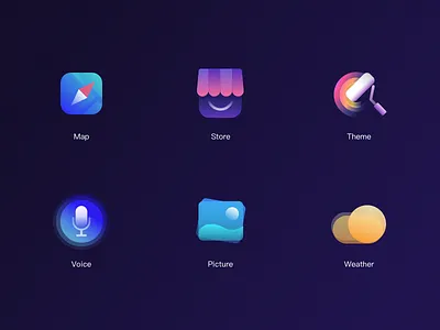 Icon Theme change face gradual icon map picture store theme vocie weather
