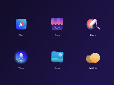 Icon Theme change face gradual icon map picture store theme vocie weather