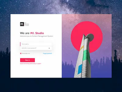 Log in screen cms design desktop ui web