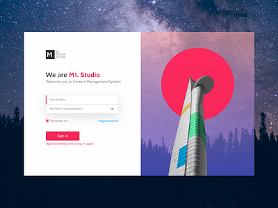 Log in screen cms design desktop ui web