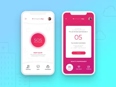 Emergency Call App app buttons call emergency help icons medicine mobile ui ux