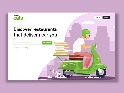 Uber Eats Landing Page UI 001 landing page minimalist re design sign up uber uber eats. daily ui ui web design web dev