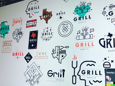 Grill logomarks austin bbq branding freelance illustration logo music texas type usa