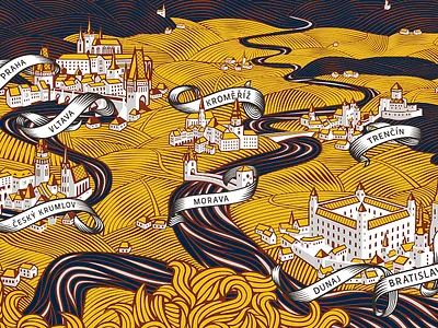 Award winning label 2d country flat fluid shapes hills fields mountains illustration illustrator label design landscape strokes vector vintage