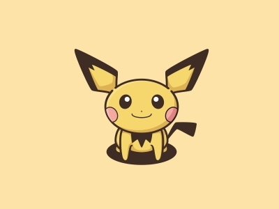 Pichu cartoon flat icon illustration pockemon