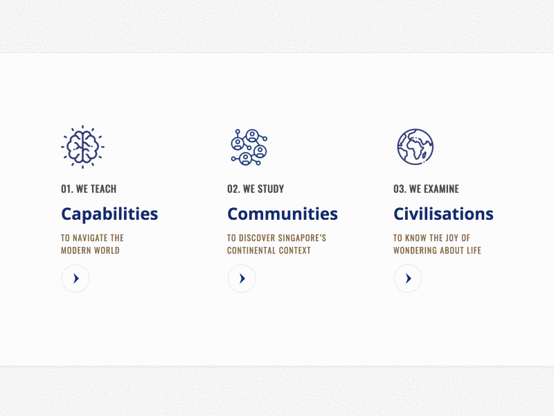 The Three Pillars arrows hover layout