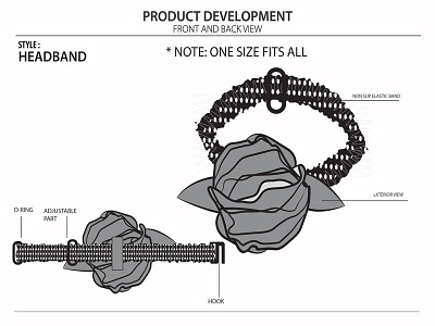 head scarf with back elastic illustration production file sketch tech pack