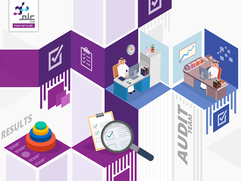 Audit Team animation audit banner dah design elm flat header illustration isometric slider website