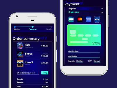 Daily UI 2 - Checkout Phone blacklight checkout dark phone rave ui