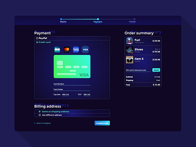 Daily UI 2 - Checkout Web checkout credit card daily ui rave