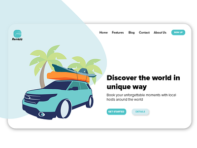 First Dribbble Shot application car car rental homescreen