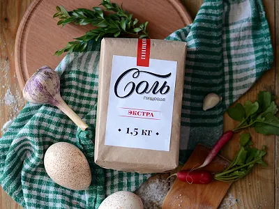 Redesign set of package for salt craft design graphic lettering package salt