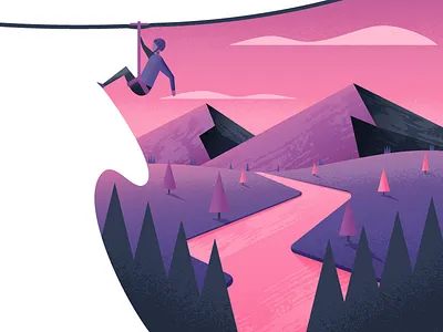 Zippin' illustration illustrator landscape nature vector zipline