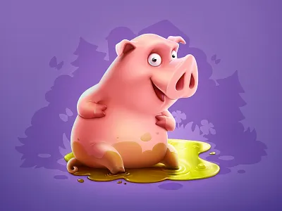 Piggy animal artua cartoon character character design game art game design illustration pig