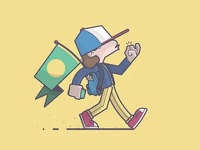 Aw Snap cool kid dustin flag illustration line art snap stranger things strut walk