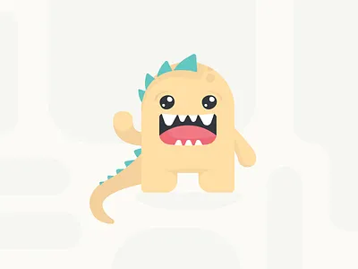 dino monster character cute dinosaur flat glasses illustration mascot monster mouth teeth wave