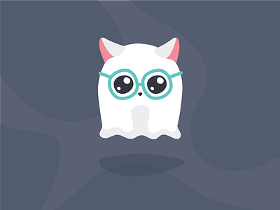 cat ghost cat character cute ears flat ghost glasses illustration mascot nerd