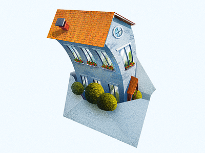Newsletter 2d appartment builing cute envelope house illustration message newsletter photoshop texture vintage