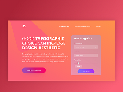 Find Typeface Header Concept clean flat header landing page material design minimal type ui ux web web header website