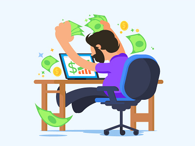 Online Business character design e commerce happy illustration office online business vector