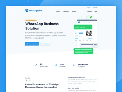 WhatsApp Business Solution business chat communications company customer enterprise message messagebird sms support whatsapp