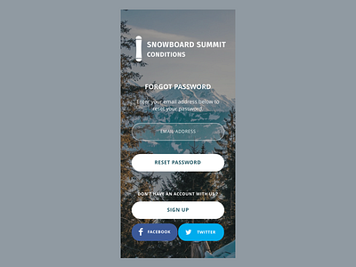 Snowboard Summit Conditions - Forgot Password conditions graphicdesign snow snowboard snowboarding summit ui uidesign ux uxdesign weatherconditions winter