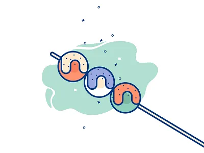 Dango dango dessert flat design food food on a stick icon illustration japan japan food japanese mochi vector