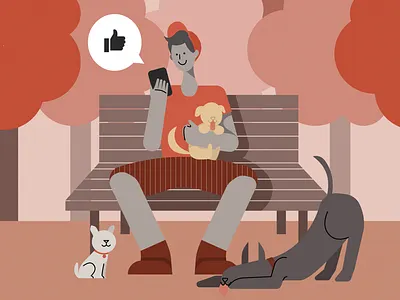 Caleb the dog walker character draw illustration orange sketch vector