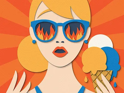 Sunday Times Travel Magazine - Survive a Disaster design disaster editorial fire holiday ice cream illustration magazine summer travel vacation woman