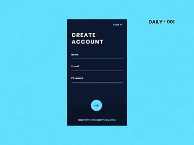 Sign up 001 app dailyui screen ui ux