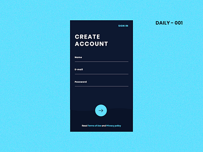 Sign up 001 app dailyui screen ui ux