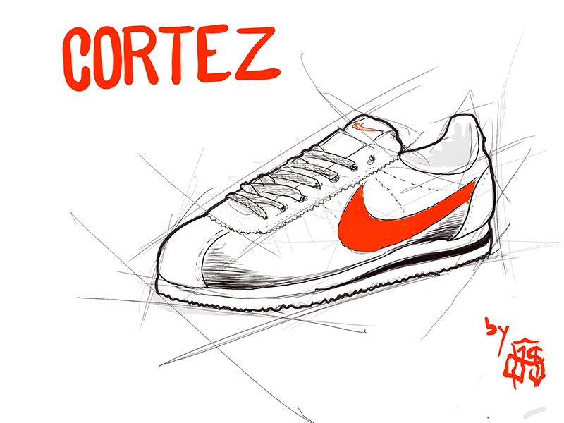 cortez shoes drawing