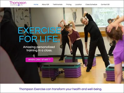 Exercise For Life Home Page content strategy logo design web design webflow