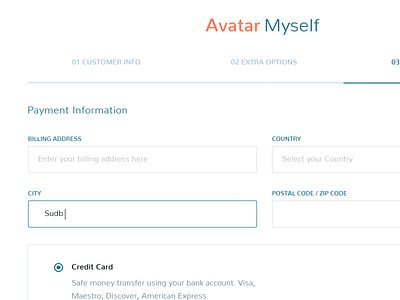 Avatar Myself Order Page checkout order