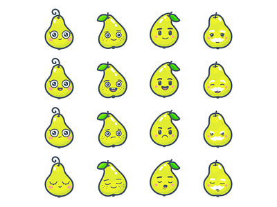 Lingvotree Pear avatar emoji face flat fruit game green line pear smile summer young