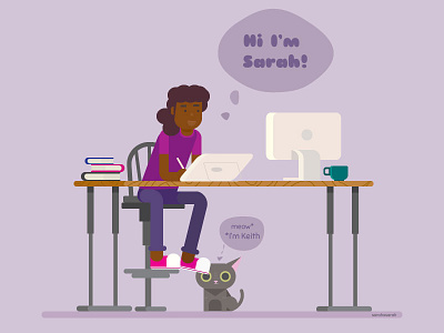 Self portrait featuring Keith. cat desk evanto flat art flat design illustrator office vector vector art woman