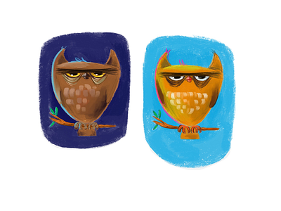 Day and Night owl animals character design