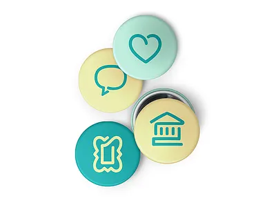 Artstring Pins artstring branding buttons icons museum pins